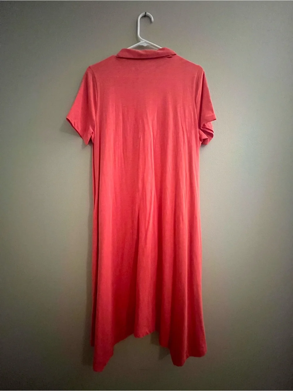 Soft Surroundings Coral Button-Front Midi Dress - Picture 3 of 9